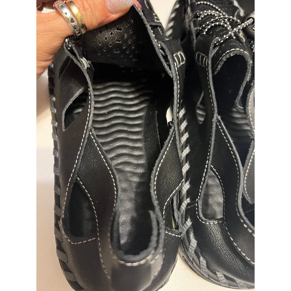 Black Leather Fisherman Sandals Mens Size 12.5 EU 48 Orthopedic Shoes Walk